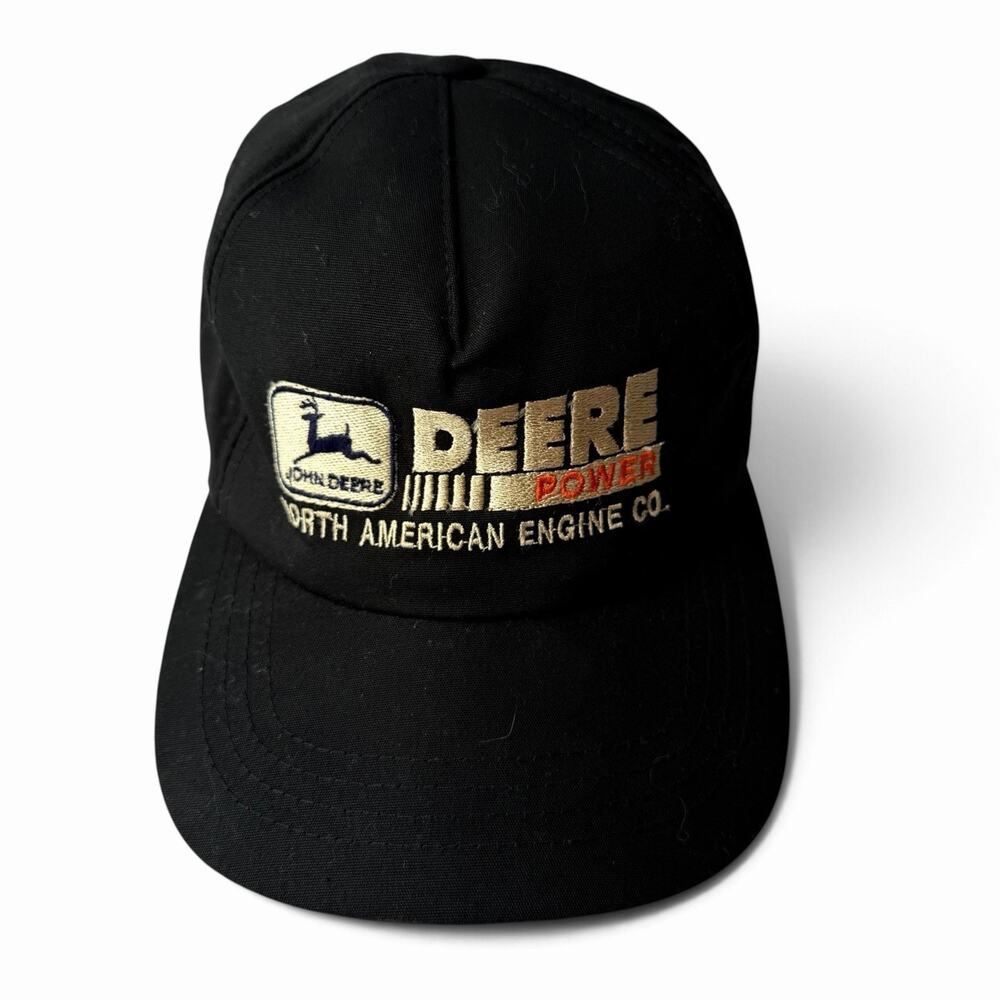 Vintage John Deere Power NAEC North American Engine Co Snapback Hat Cap Black